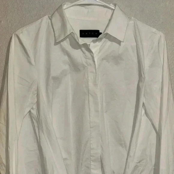 Hatch Maternity Tie-Front Knot Shirt Collared Tunic Dress - Picture 3 of 8